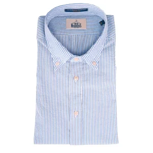 Brad Seersucker Hemd mit Button-Down Kragen