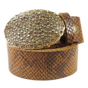 Western Ledergürtel Snake Brown & Funkeln Gold